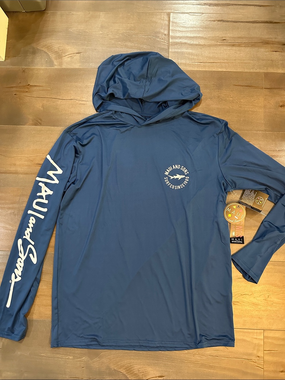 Maui and Sons Navy Blue Hooded Surf Long Sleeve Shirt